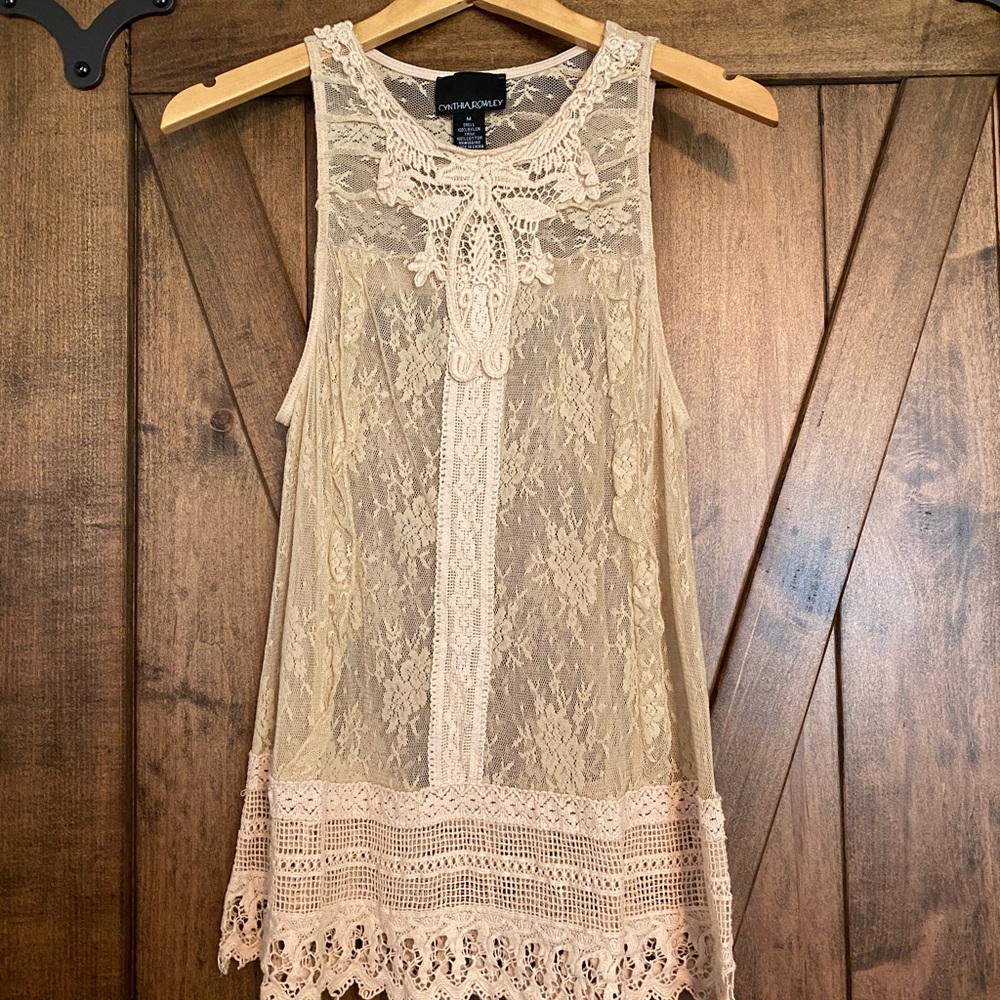 CYNTHIA ROWLEY SLEEVELESS LACE TOP